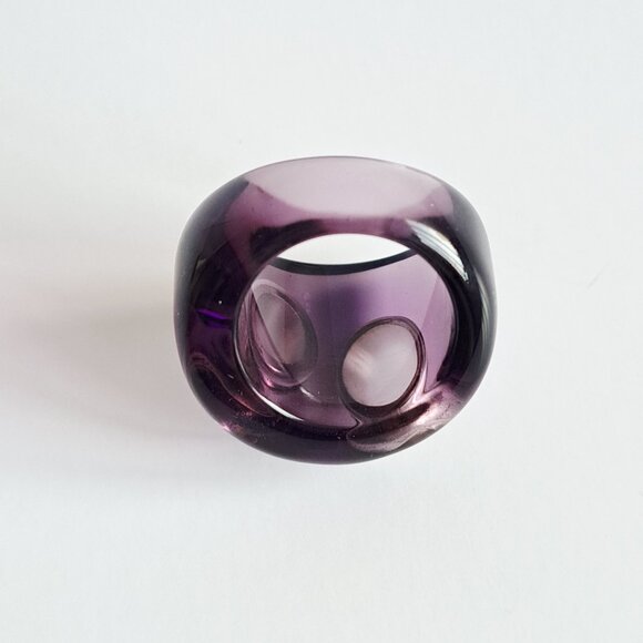 New Purple Transparent with Two Circles Crystals Silver 925 Ring Size 7 - Picture 11 of 16